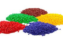 Colorful plastic polymer granules